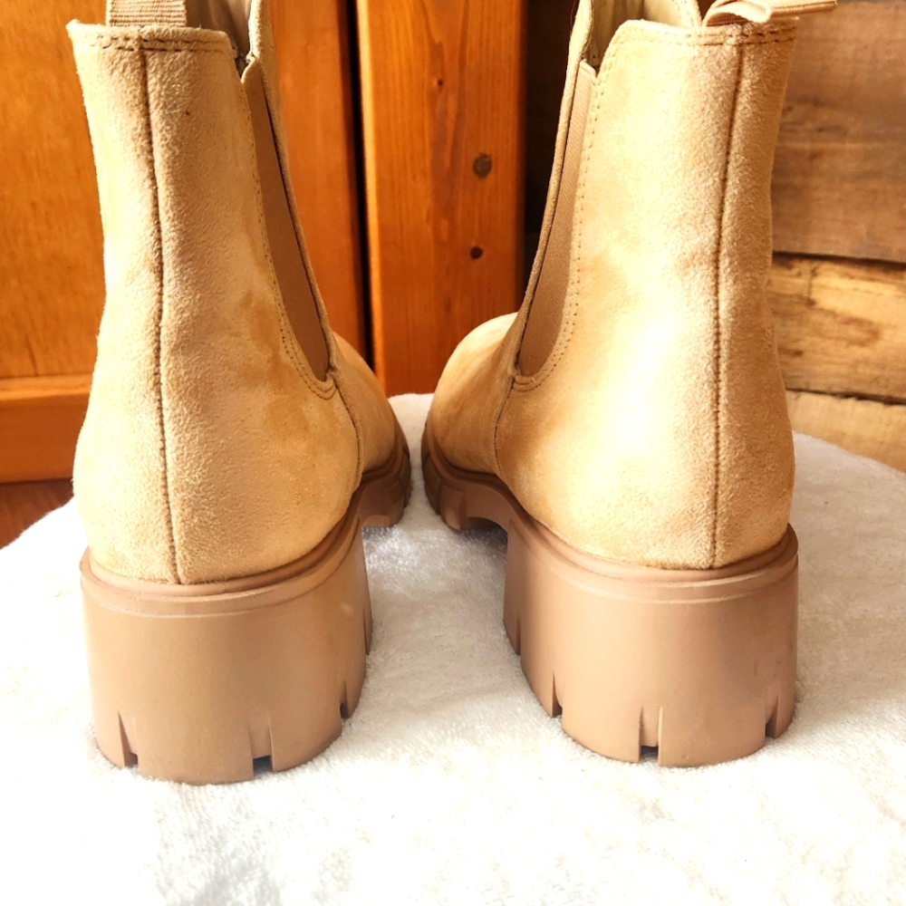 ZBY Tan Women's Chelsea Platform Boots With A Lug Sole- Ankle Boots Size 7.5 - Picture 8 of 10